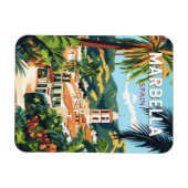 マルベラスペインイラストレーショントラベルアートヴィンテージ マグネット (横)