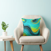 "マルベラ"青い黄色の渦巻き波 クッション (椅子)