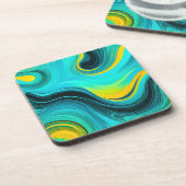 "マルベラ"青い黄色の渦巻き波 コースター (左側)