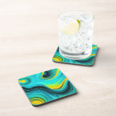 "マルベラ"青い黄色の渦巻き波 コースター (右側)