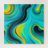 "マルベラ"青い黄色の渦巻き波 ジグソーパズル (横)