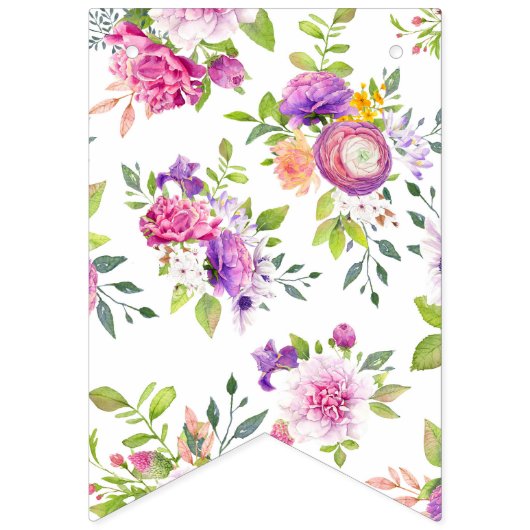 マルベリーとアイボリーのドリーム ブライダルシャワー バンティングフラッグ (第1の旗)