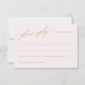 マルベリーワインと金ゴールドエレガントな結婚式 出欠カード (正面)