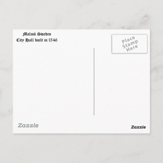 マルメスウェーデンシティホール ポストカード (裏面)