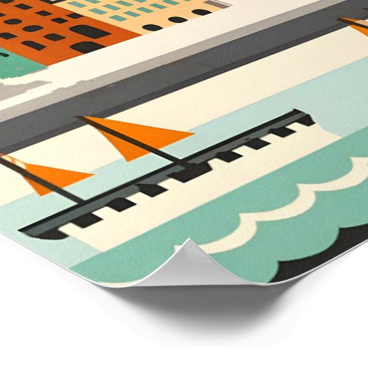 マルモスウェーデンアートヴィンテージトラベルイラストレーション ポスター (角)