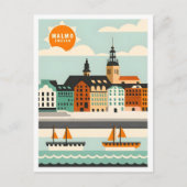 マルモスウェーデンアートヴィンテージトラベルイラストレーション ポストカード (正面)