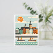 マルモスウェーデンアートヴィンテージトラベルイラストレーション ポストカード (スタンド正面)