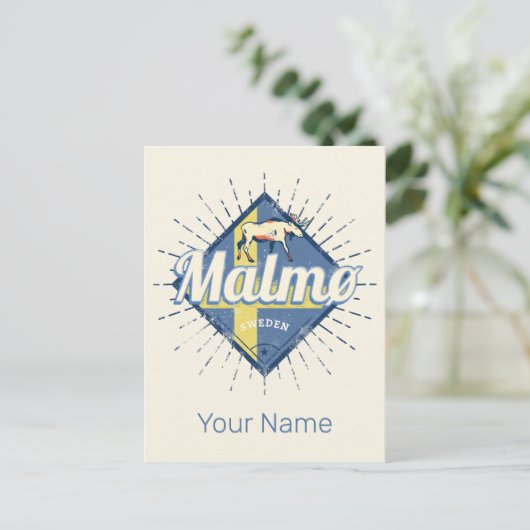 マルモスウェーデンレトロ国旗ヴィンテージムース土産 シーズンポストカード (スタンド正面)