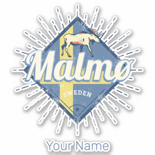 マルモスウェーデンレトロ国旗ヴィンテージムース土産 シール (正面)