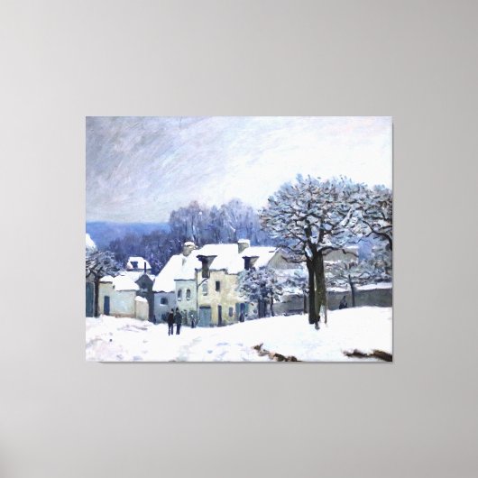 マルリー,雪のアルフレッドSisley Place du Chenil キャンバスプリント (正面)