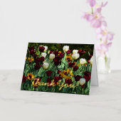 マルーンとイエローのチューリップ カラフルな花 箔グリーティングカード (蘭)