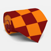 マルーンとオレンジ市松模様にのヴィンテージ ネクタイ (ロール)
