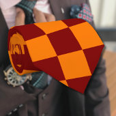 マルーンとオレンジ市松模様にのヴィンテージ ネクタイ