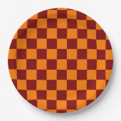 マルーンとオレンジ市松模様にのヴィンテージ ペーパープレート (正面)