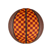 マルーンとオレンジ市松模様にのヴィンテージ ミニバスケットボール (縦)