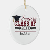 マルーンとグレーの卒業写真オーナメント セラミックオーナメント (右)
