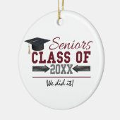 マルーンとグレーの卒業写真オーナメント セラミックオーナメント (左)