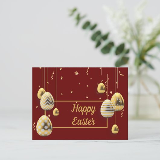 マルーンとゴールデンイースターエッグの挨拶 ポストカード (スタンド正面)