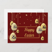 マルーンとゴールデンイースターエッグの挨拶 ポストカード (正面/裏面)