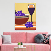 マルーンとタンの葡萄とワイングラス キャンバスプリント (インサイチュ (リビング))