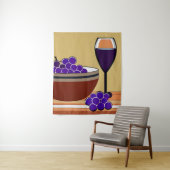 マルーンとタンの葡萄とワイングラス タペストリー (インサイチュ)