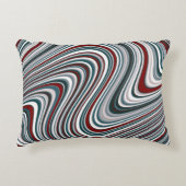 マルーンとティール（緑がかった色）ブルー抽象芸術曲線シェイプ アクセントクッション (正面)