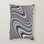 マルーンとティール(緑がかった色)ブルー抽象芸術曲線シェイプ アクセントクッション (裏面(縦))