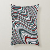 マルーンとティール(緑がかった色)ブルー抽象芸術曲線シェイプ アクセントクッション (正面(垂直))