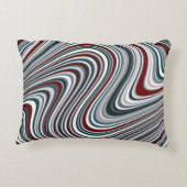 マルーンとティール(緑がかった色)ブルー抽象芸術曲線シェイプ アクセントクッション (裏面)