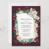 マルーンとフローラフレーム結婚のリハーサルディナー 招待状 (正面)