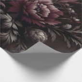 マルーンとブラックフローラギフトラッピング紙 ラッピングペーパー (角)