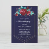 マルーンとブルー王室の結婚式招待状 招待状 (スタンド正面)