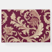 マルーンとベージュのヴィンテージパターン情報を脊椎に追加 ゲストブック (裏面)