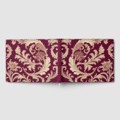 マルーンとベージュのヴィンテージパターン情報を脊椎に追加 ゲストブック (全面)