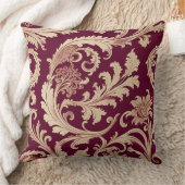 マルーンとベージュのヴィンテージパターン クッション (ブランケット)