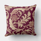 マルーンとベージュのヴィンテージパターン クッション (裏面)