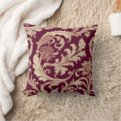 マルーンとベージュのヴィンテージパターン クッション (ブランケット)