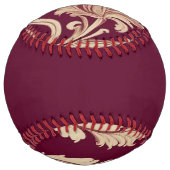 マルーンとベージュのヴィンテージパターン ソフトボール (裏面)