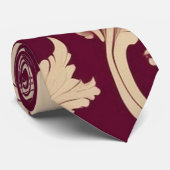 マルーンとベージュのヴィンテージパターン ネクタイ (ロール)