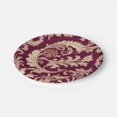 マルーンとベージュのヴィンテージパターン ペーパープレート (アングル)