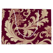 マルーンとベージュのヴィンテージパターン ラージペーパーバッグ (裏面)