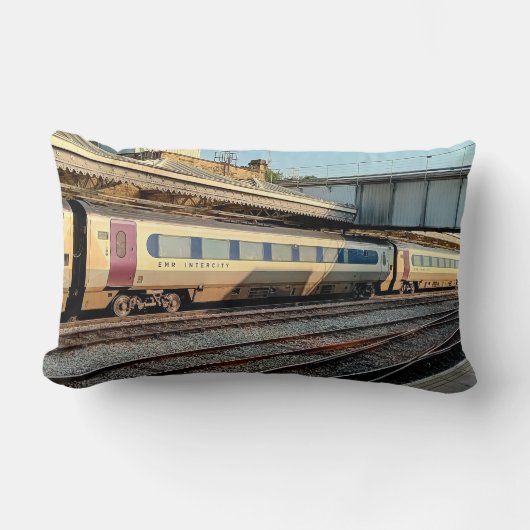 マルーンとベージュ列車 ランバークッション (正面)