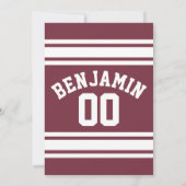 マルーンとホワイトジャージストライプーの誕生日パーティー 招待状 (裏面)