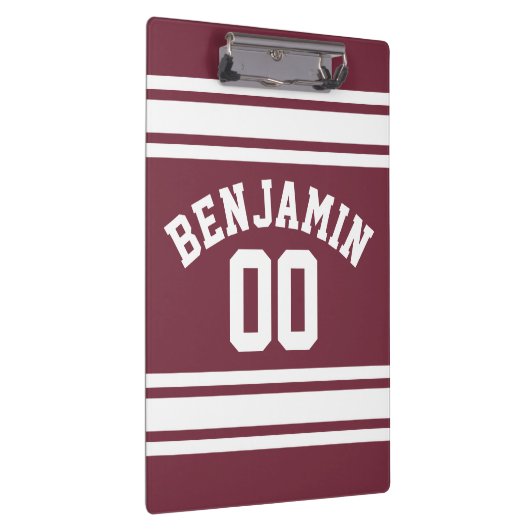 マルーンとホワイトジャージーのストライプ名前をカスタムする番号 クリップボード (右)