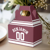 マルーンとホワイトジャージーのストライプ名前をカスタムする番号 フェイバーボックス