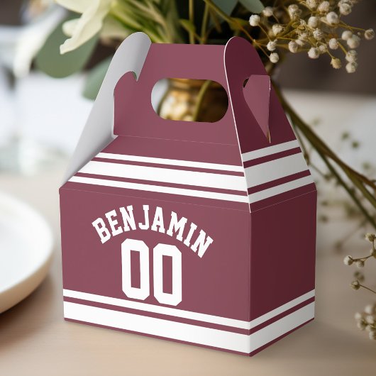マルーンとホワイトジャージーのストライプ名前をカスタムする番号 フェイバーボックス