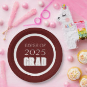 マルーンとホワイトスクールカラー卒業|過去記事 ペーパープレート (パーティー)