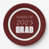 マルーンとホワイトスクールカラー卒業|過去記事 ペーパープレート (正面)