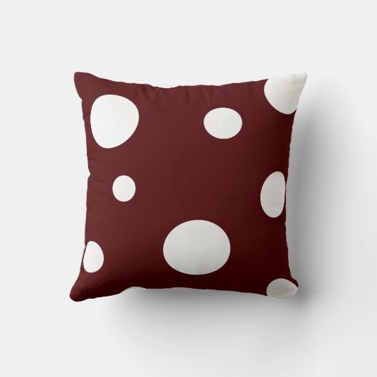 マルーンとホワイト水玉模様枕 クッション (裏面)