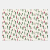 マルーンと暗緑色の松 ラッピングペーパーシート (正面2)